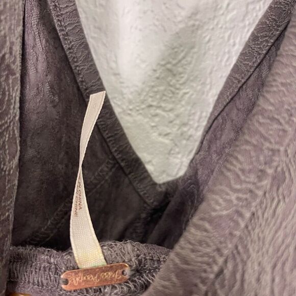 NWT Free People Grey Embroidered V Neck Mini Dress - Picture 7 of 8